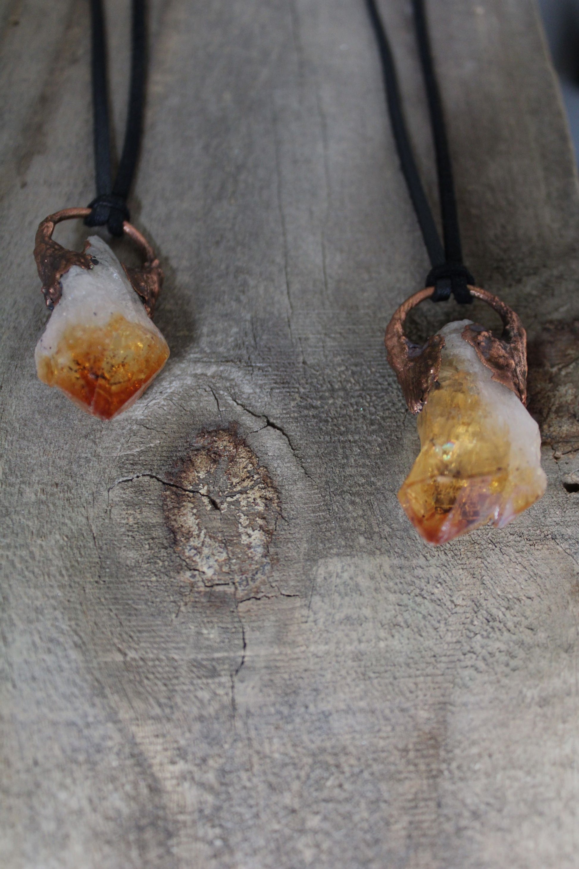 copper electroformed jewelry, raw citrine gemstone jewelry, citrine pendant 
