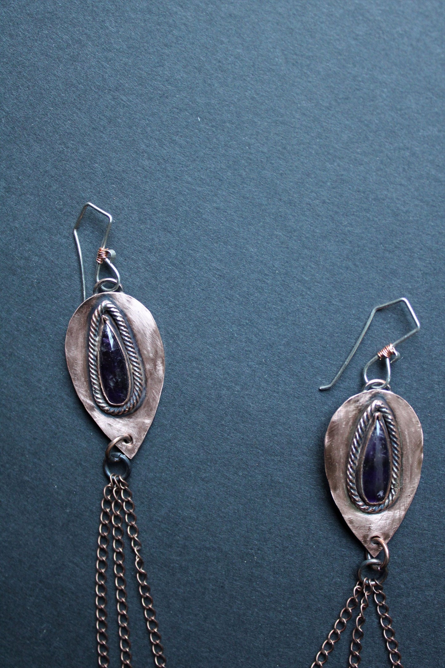 Copper Amethyst Dangle Earrings