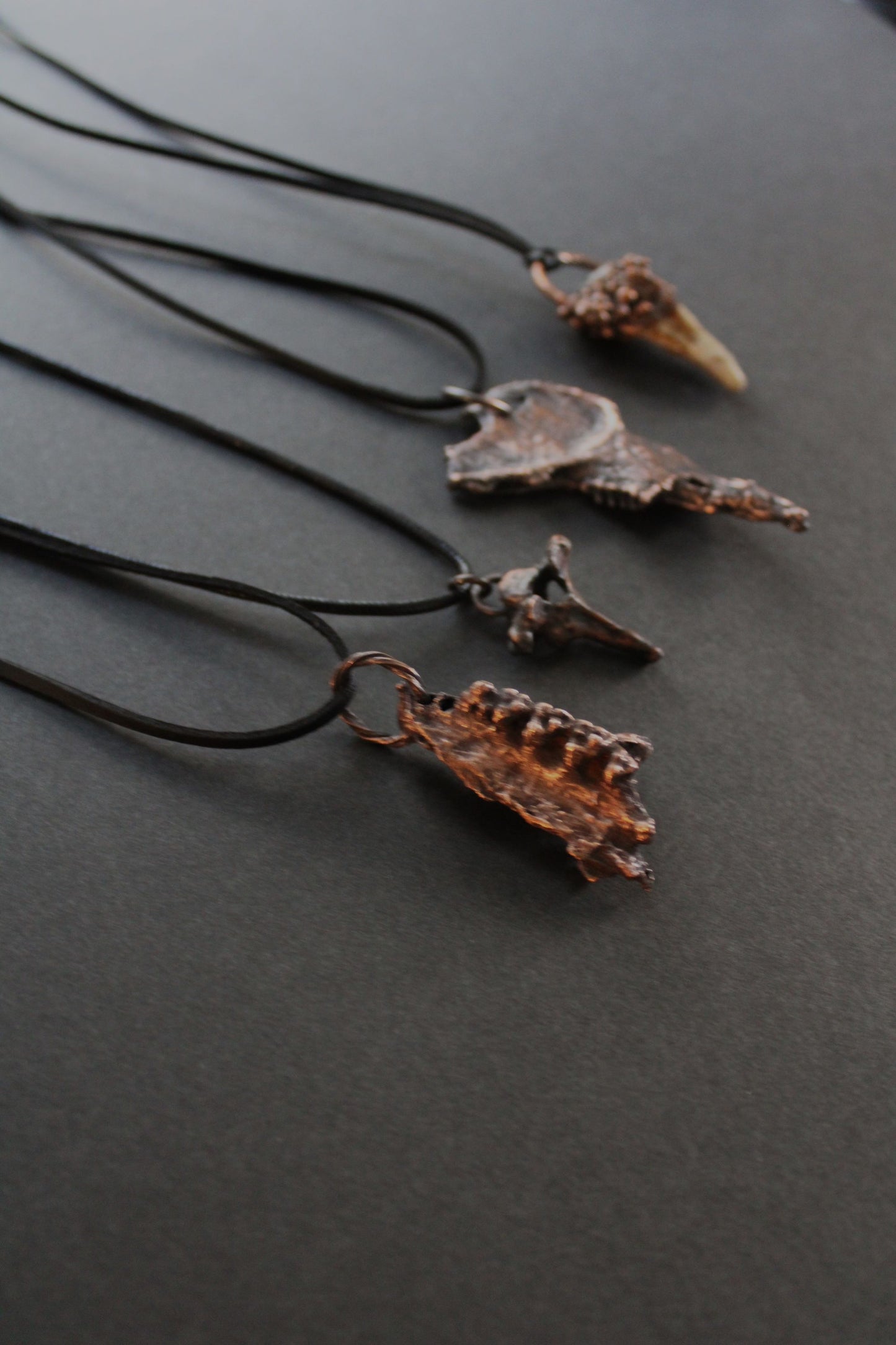 copper electroform, copper electroform jewelry, real bone jewelry, ethically sourced bone, copper bone jewelry