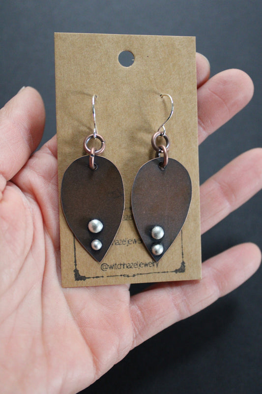 Copper and Sterling Silver Sheild Earrings