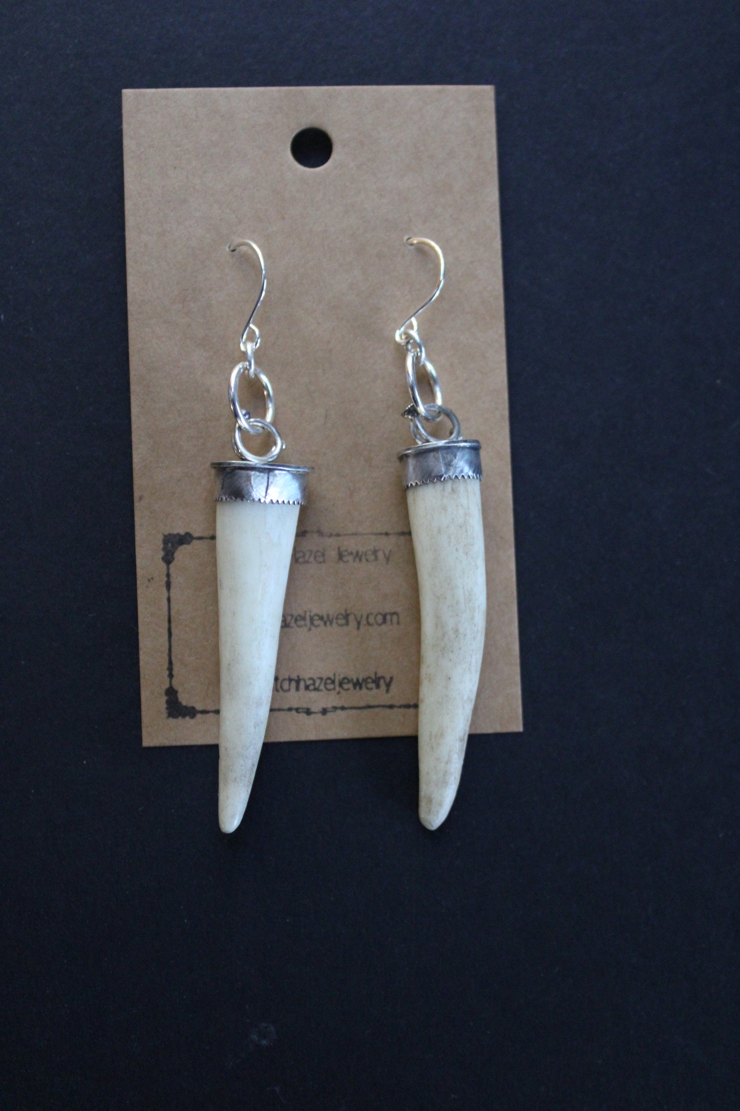 Deer Horn and Sterling Silver Earrings