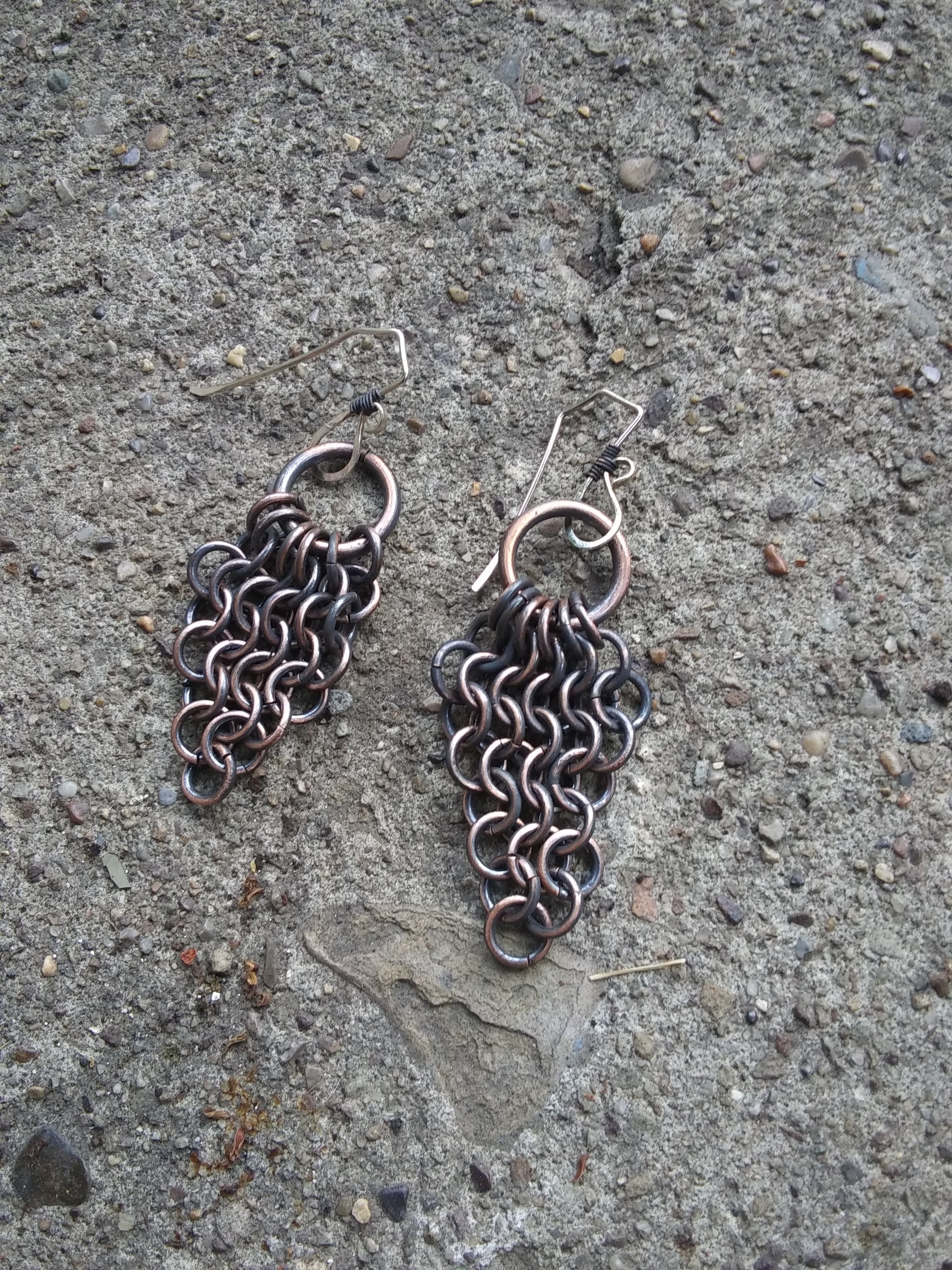 witch store pittsburgh, small chainmail earrings, gothic chainmail hoop earrings , elegant chainmail earrings, elegant chainmail, distressed jewelry, distressed earrings, distressed copper jewelry, distressed copper earrings, goth girl earrings, distressed copper, dark copper jewelry, dark copper earrings, copper hoops, copper earrings hoops, copper earrings, copper chainmail dangles, copper chainmail, copper chain link earrings, copper bib chainmail hoop earrings, artisan copper earrings