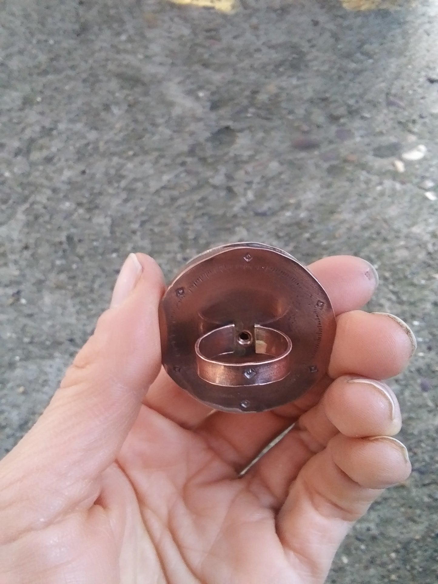Dalmatian Jasper Copper Hollow Form Ring, size 8.5 ring, SALE item