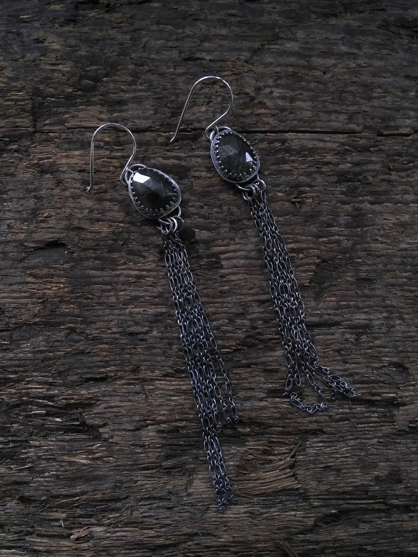 Sterling Silver Rutilated Quartz Dangle Earrings