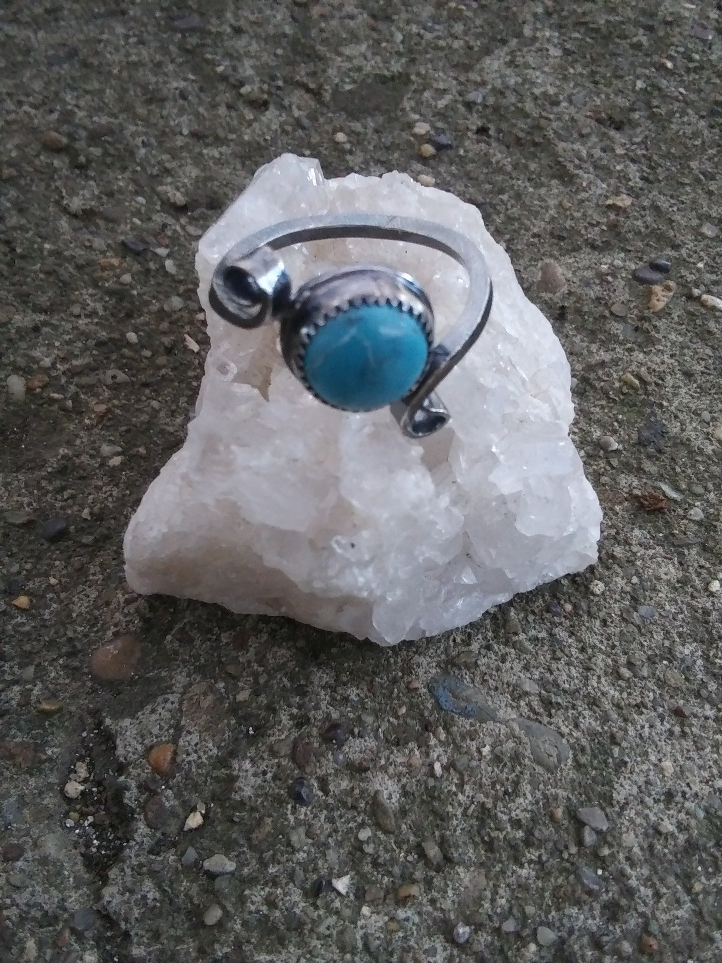 Sterling Silver Turquoise Stacker Ring, size 6.5